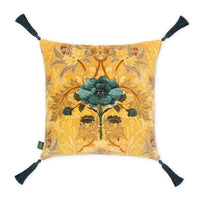 THE BLUE ROSE WEEPING Velvet Medium Cushion - Aurelian