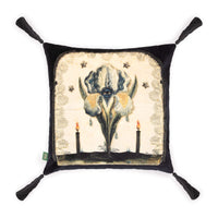 THE FLOWER AT THE GATE Velvet Medium Cushion - Noir