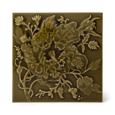 ARTEMIS HIBISCUS Relief Sample  Tile - Moss