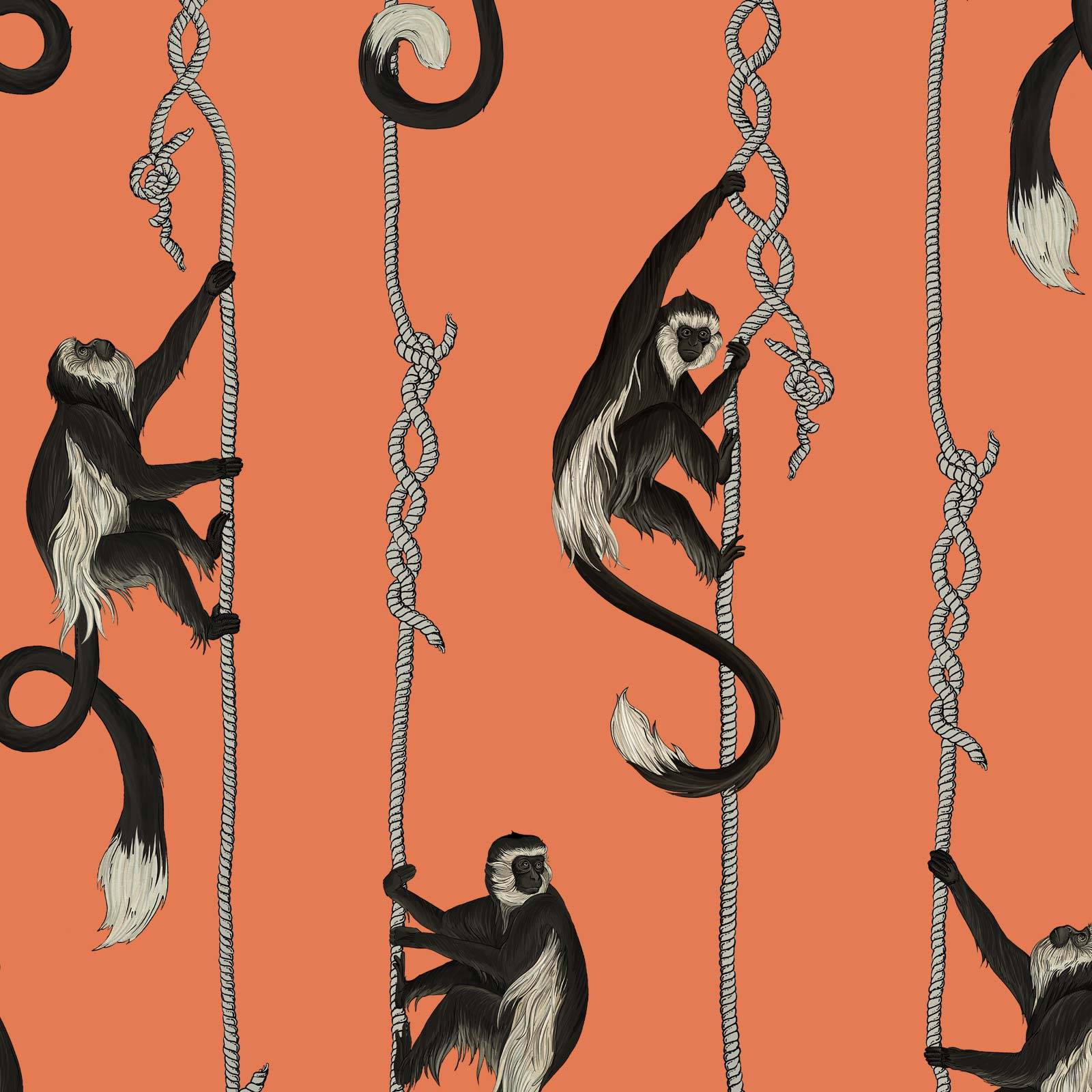 a pattern of monkeys climbing a rope