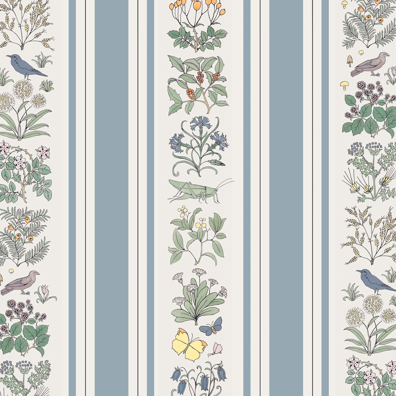VOYSEY'S GARDEN Wallpaper Off White / Ether Stripe Sample