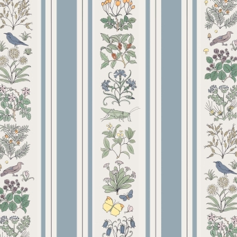 VOYSEY'S GARDEN Wallpaper - Off White & Ether Stripe